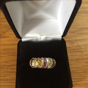Multi stone sterling silver ring